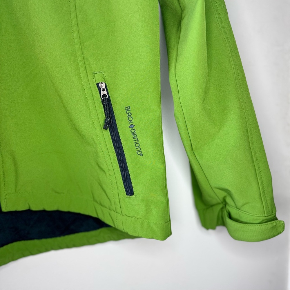Black Diamond Soft Shell Fleece Lined Hooded Jacket SMALL lime green - Picture 4 of 9